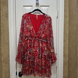 EUC Free People Closer To The Heart Red Dress, Sz M